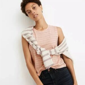 Madewell Raw-Edge Hangout Muscle‎ Tank Size XXS Linen/Cotton Orange Multicolor
